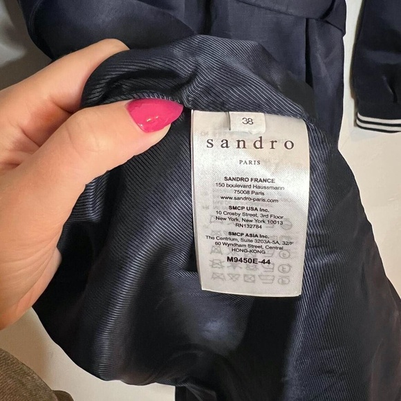 Sandro | Navy Bomber Trench Coat - Picture 4 of 6